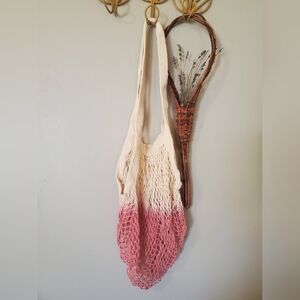 Pink and Cream Mesh Tote Bag